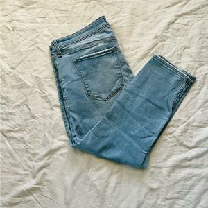 Abercrombie & Fitch Ripped Mid Rise Light Wash Super Skinny Ankle Jeans